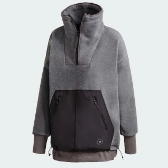 Adidas by Stella McCartney Black and Grey 1/4 Zip Fleece Jacket | EUC Size XL - Picture 3 of 11